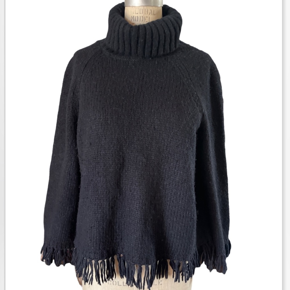 TORY BURCH Women's "Jennifer" Black Wool Blend Sweater Size L